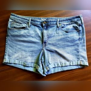 Massimo Denim High Rise Midi Roll Cuffed Jean Shorts